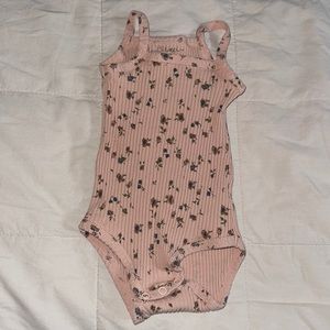 Lovely Littles Printed Ribbed Tank Onesie / Floral Mauve 3 months